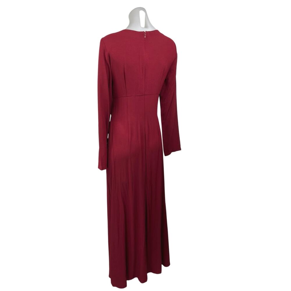 Staud Lido Womens Red Double Bow Cut Out Long Sleeve Maxi A-Line Gown Dress Sz 8 - Picture 7 of 11
